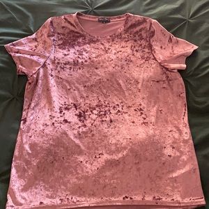 Women's Crew Neck Velvet Top Short Sleeve